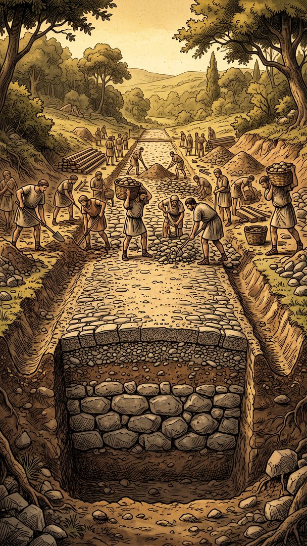 Still from the episode “Why are Roman roads so straight?”